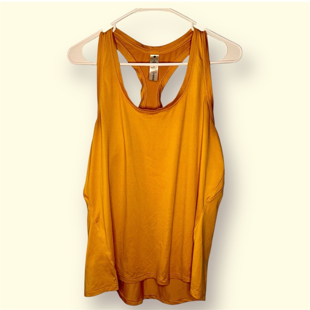 Yogalicious Gold Relaxed Cut Out Tank Top, Size Medium